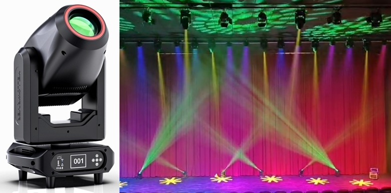 Lyre Beam 300W combinant spot et wash pour éclairage professionnel d’événements