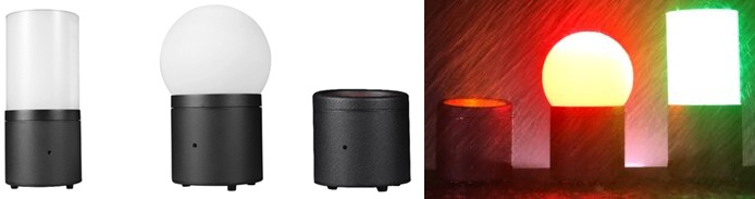 PAR LED étanche sur batterie pour événement extérieur, pilotage sans fil, avec accessoires cylindriques et sphériques