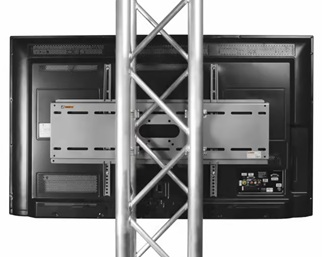 Support d'accroche vidéo Riggatec pour fixer un écran plat de 42 à 100 pouces sur une structure en aluminium (pont d'éclairage) de 29 à 50 cm.